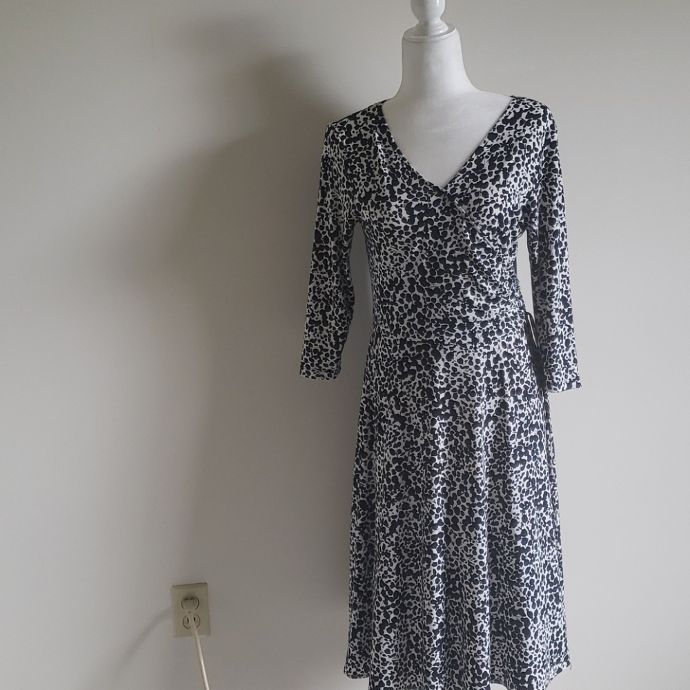 Talbots Floral Dress Blue and White size 8 Petite 8P